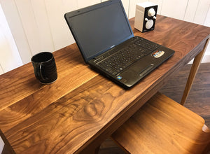 Shaker writing desk, solid walnut and white oak
