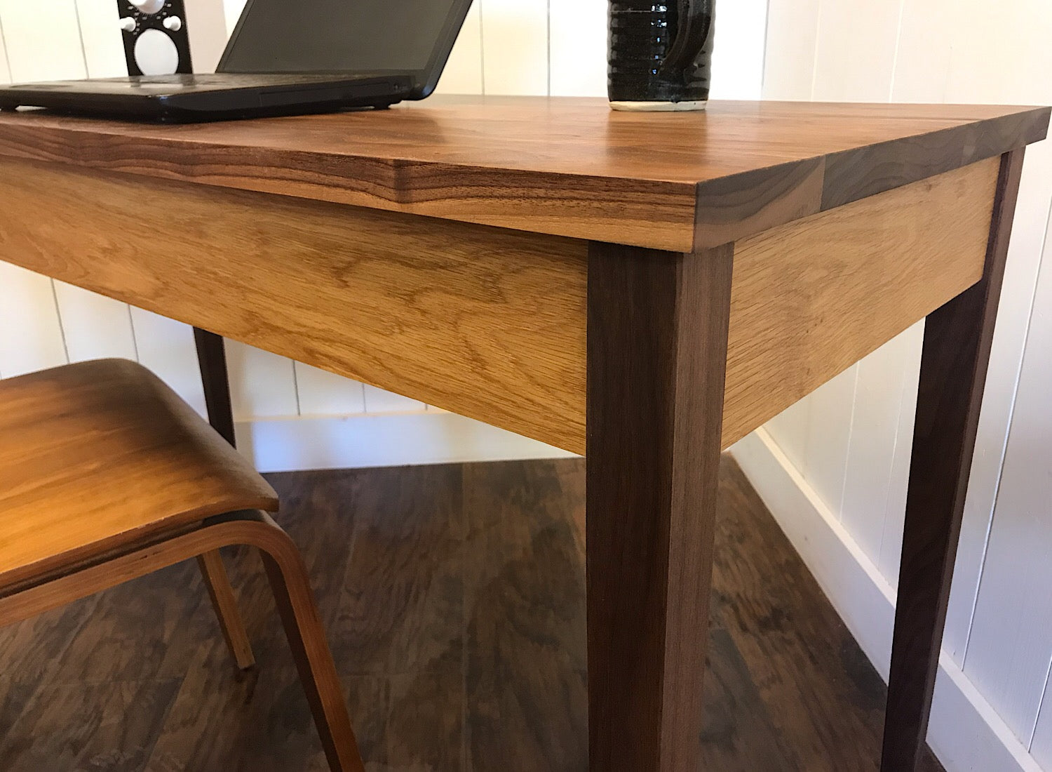 White oak online and walnut table