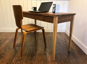 Shaker writing desk, solid walnut and white oak
