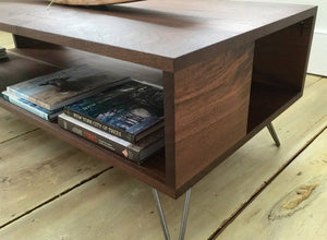 Fat Boy solid walnut coffee table with storage.
