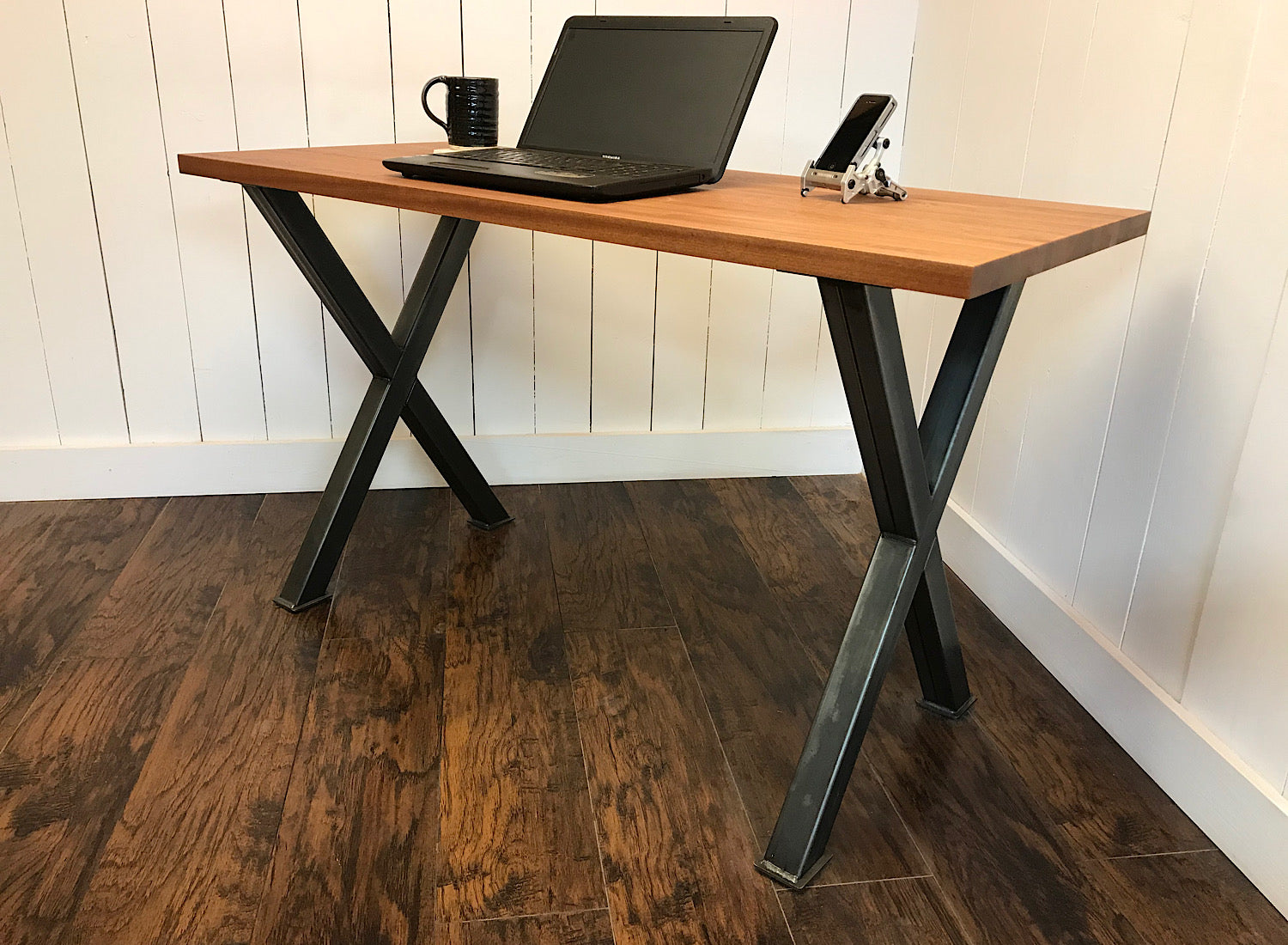 Industrial Computer Desk With A Solid Wood Top & Hairpin Legs - Off the  Grain